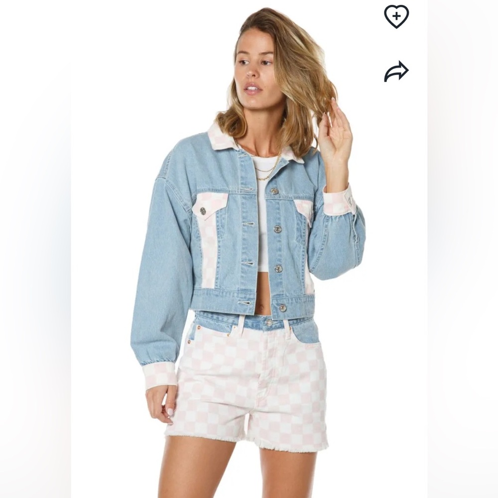 Signature Checkered Detail Trucker Jacket & shorts Juicy Couture NWT